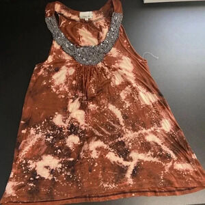 Women’s Large Upcycled Beaded Tank‎ Top Grunge Gothic Boho Cyberpunk Clubwear